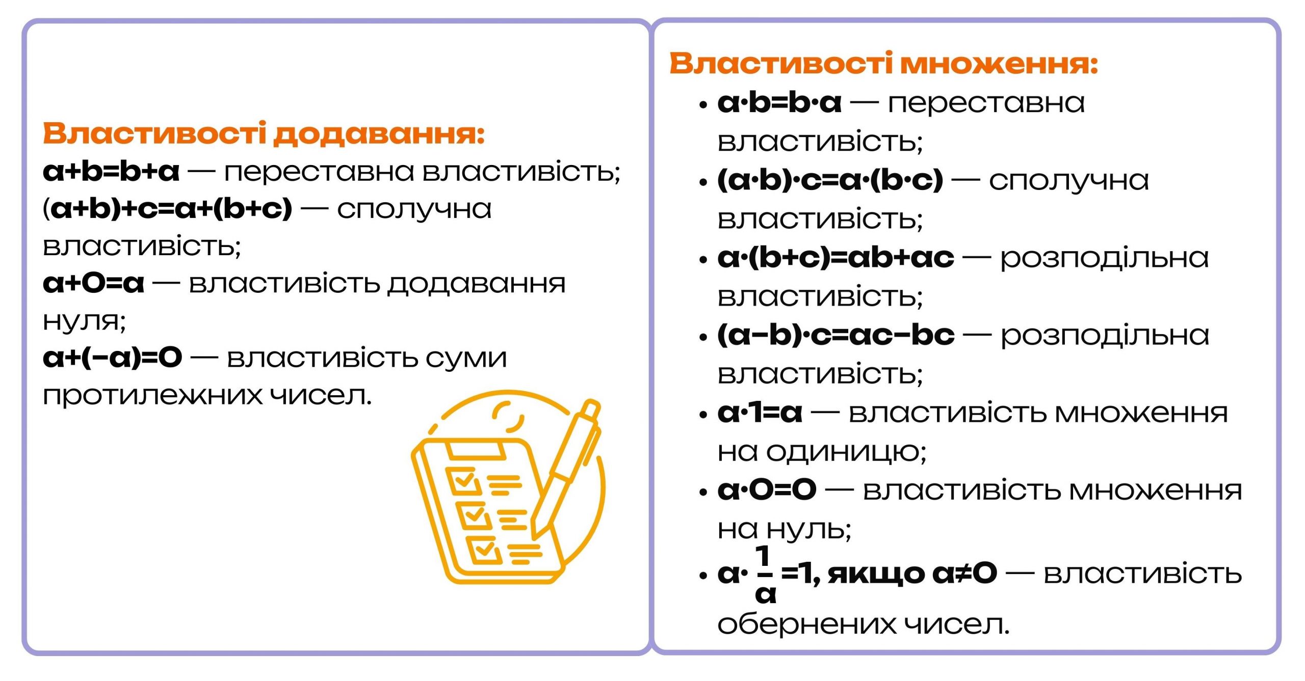 Властивість додавання та множення дійсних чисел